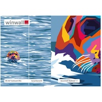 winwall Duschrückwand Duschrückwände ALU-Verbundplatte Dekor: Seehund Otto, (1-tlg), Wandverkleidung aus Alu beige|blau 19 cm x 27 cm