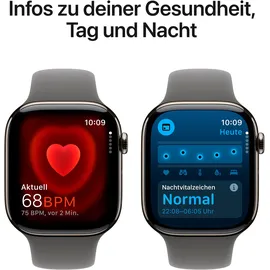 Apple Watch Series 10 GPS + Cellular 46 mm Titangehäuse natur Sportarmband steingrau S/M