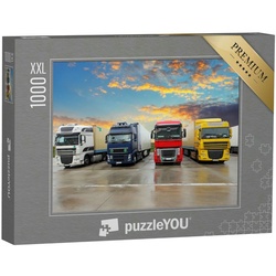 puzzleYOU Puzzle Puzzle 1000 Teile XXL „Mehrere LKWs auf einem Parkplatz“, 1000 Puzzleteile, puzzleYOU-Kollektionen Trucks & LKW