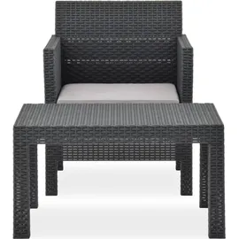 vidaXL Garten-Lounge-Set 2-tlg. anthrazit