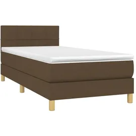 vidaXL Boxspringbett mit Matratze & LED Dunkelbraun 100x200 cm Stoff