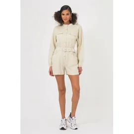 Freshlions Jumpsuit FRESHLIONS "Jade", Damen, Gr. XL, EURO-Größen, beige, 100% Leinen, kurz, Overalls Jumpsuit, im klassischen Design
