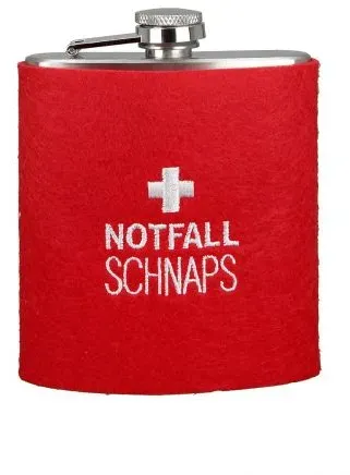 Gilde Edelstahl/ Filz Flachmann Notfall Schnaps