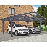 SKANHOLZ Doppel-Carport Wendland 5,58 x 5,41 m grau inkl. Regenrinne/Pfostenanker