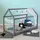 Homestyle4u Hausbett 1853 90 x 200 cm Kiefer grau lackiert