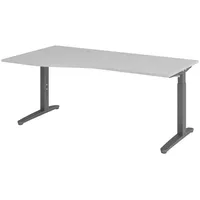 Bümö Schreibtisch höhenverstellbar 180x100 cm in Grau, Graphit, Nachbildung,