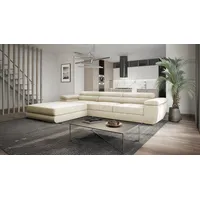 Goldstoff Ecksofa mit Schlaffunktion und Bettkasten VENUS TWIN - Ecksofa mit Federkern, Eckcouch Beige - Beige
