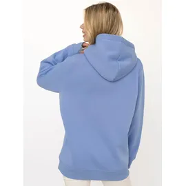Zwillingsherz Hoodie "Kleiner Dackel", Damen, Gr. S/M, blau (mittelblau), angeraute Sweatware, Obermaterial: 50% Baumwolle, 50% Polyester, unifarben, Sweatshirts Hoodie, "Dackel"-Stickerei, bedruckter Kordelzug, Kängurutasche