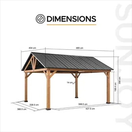 Sunjoy Gazebo Rebra Zedernholz 404 cm x 465 cm Anthrazit FSC®