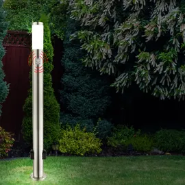 GLOBO Stehleuchte Edelstahl 7,6x110 cm inkl. Bewegungsmelder, App Steuerung, dimmbar, Smart RGB LED 8,5W 806Lm silber