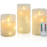 CCLIFE LED-Kerzen Set 3 St. beige