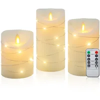 CCLIFE LED-Kerzen Set 3 St. beige