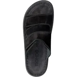 ROHDE Herren Pantoletten Clogs Leder Klettverschluss Alassio 6240, Größe:46 EU, Farbe:Schwarz