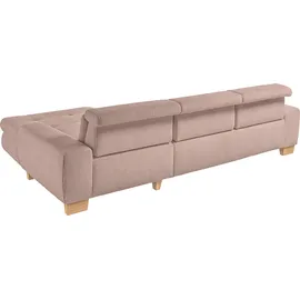 Set One by Musterring Ecksofa »SO 3400 Sitzhöhe 47cm oder 49cm, Sitztiefe verstellbar, B/T: 307/195cm« whlw. mit Funktion, Kaltschaum, in Cord, rose, Sitzhöhe 47