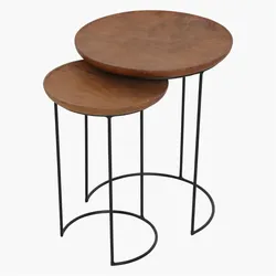 Raw Materials Beistelltisch Loft 2er Set Teakholzplatte