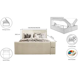 kaiser möbel Boxbett, Ecru, 140x200 cm Schlafzimmer, Betten, Boxspringbetten