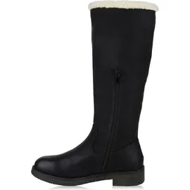 Stiefelparadies Klassische Damen Stiefel Warm Gefütterte Boots Winter Schuhe 153707 Schwarz, Weiss 40 - 40