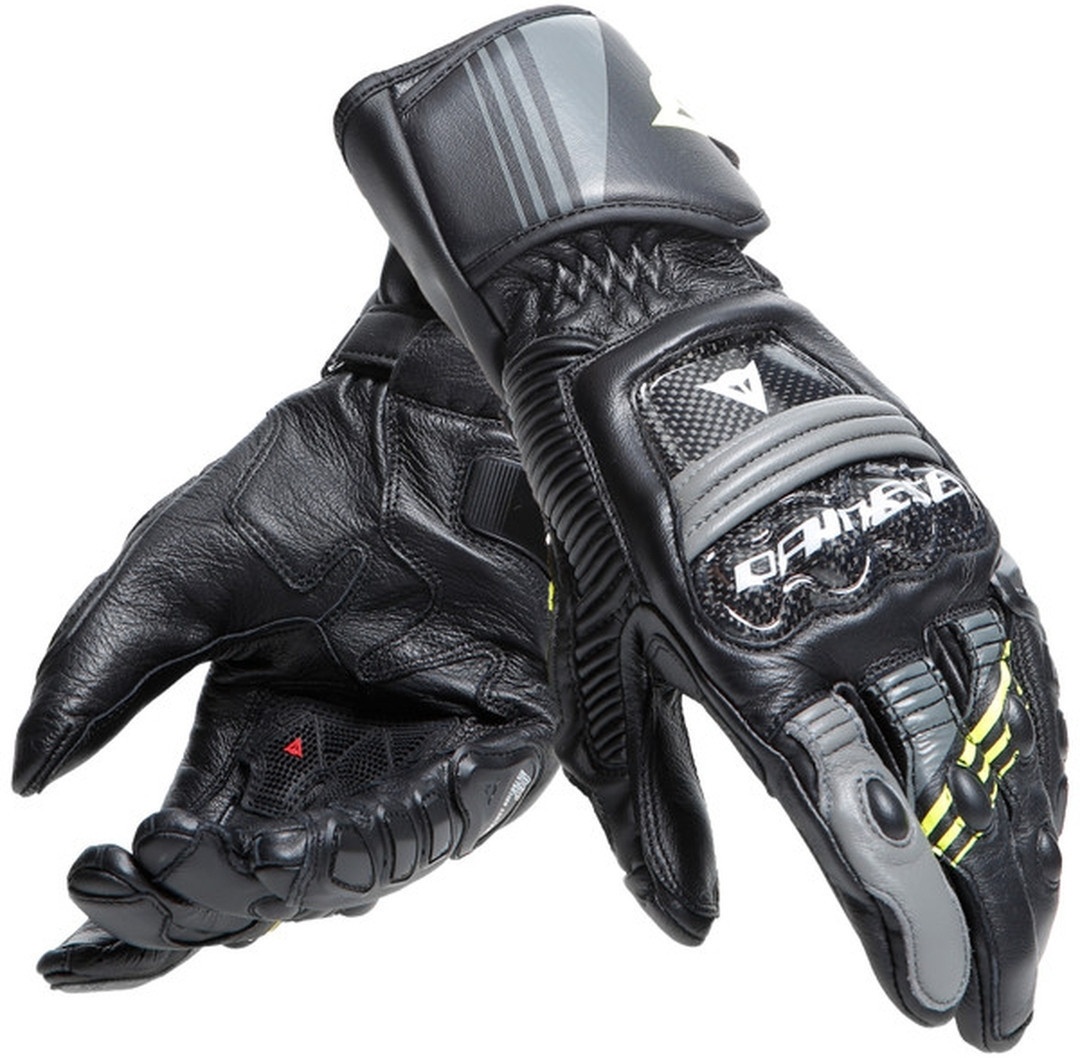 Dainese Druid 4 Motorfiets handschoenen, zwart-grijs-geel, L