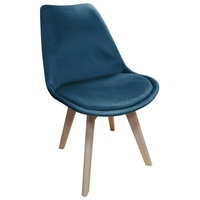 HTI-Living Esszimmerstuhl Stuhl Atlanta Velvet Blau (Stück, 1 St), Esszimmerstuhl Samtbezug Holzfüße blau