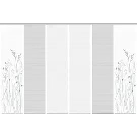 VISION S "GRASIL 6er SET" Gr. 1, grau, B:60cm H:260cm, Polyester, Gardinen, Bambus-Optik, Digital bedruckt