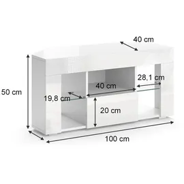 Vicco Lowboard Denver Weiß Hochglanz Fernsehtisch