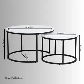 home collective Couchtisch 2er Set Weiß Holz 70 x 42,5 cm