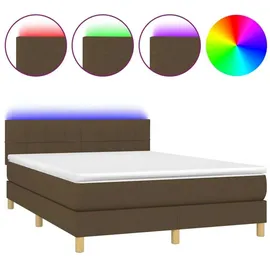 vidaXL Boxspringbett 140 x 200 cm LED Dunkelbraun
