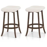 Costway Barhocker 74 cm Holz drehbar gepolstert Vintage/Braun