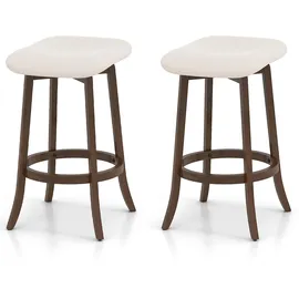 Costway Barhocker 74 cm Holz drehbar gepolstert Vintage/Braun