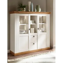 furn.design Highboard 148 x 139 cm Weiß / Eiche