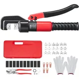 Vevor Hydraulische Crimpzange Kabelschuhzange 4-70 mm2, Aluminium/Kupfer-Anschluss Crimpzange zum Kabelcrimpe, 9 Formen Presszange Manuelle Hydraulikzange Quetschzange Kabelschuhe Zange