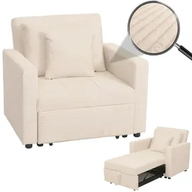 Mendler Schlafsessel HWC-L90, Klappsessel Gästebett Relaxsessel, Liegefläche 200x100cm Stoff/Textil Cord ~