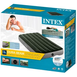 Intex Downy Fiber-tech Einzelbett Mit Fußpumpe Matratze - Green / Grey - 99 x 191 x 25 cm