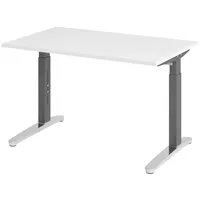 Bümö Schreibtisch Weiß, Graphit, Nachbildung, Rechteckig, 120x74x80 cm, FSC