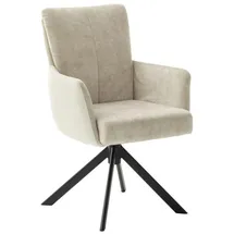 Home4You Polsterstuhl, Creme Schwarz Cord Velours - Metallgestell - 360 Grad drehbar