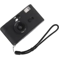 GAROZATION Retro Abs Kamera mit Eingebautem Blitz Kompatibel mit 35mm Film Schwarz Wiederverwendbare Einwegkamera für Einfache Schnappschüsse im Vintage Stil