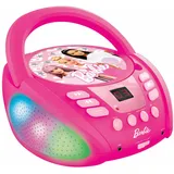 Lexibook Barbie - Bluetooth-CD-Player für Kinder - Tragbar, mehrfarbige Lichteffekte, Mikrofonbuchse, Aux-in-Buchse, Netz- oder Batteriebetrieb, Mädchen, Jungen, Rosa, RCD109BB