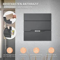 Briefkasten mit Ständer Standbriefkasten Edelstahl Briefkasten Anthrazit