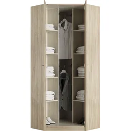 Priess Eckkleiderschrank PRIESS "Saragossa", braun (struktureichefarben hell), H:193cm, Kunststoff, Schränke, Eckkleiderschrank, mit 8 Einlegeböden und 2 Kleiderstangen