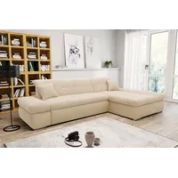 DOMO collection Ecksofa »Moric B/T/H 300/172/80 cm, auch in Cord, L-Form«, XXL-Format, wahlweise auch mit Bettfunktion und Armverstellung, beige