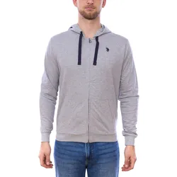 U.S. POLO ASSN. Herren Sweat-Jacke mit Kapuze Baumwoll-Jacke Pullover 162 62510 52191 282 Grau - M