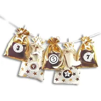 Frau WUNDERVoll® DIY Adventskalender zum Befüllen Schneeflöckchen Stoffbeutel Gold-Metallic,