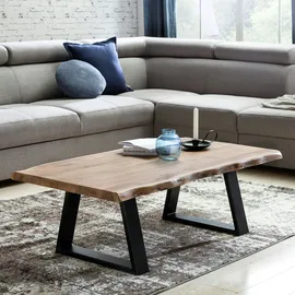 FineBuy Couchtisch GAYA Massivholz Akazie 115 x 60 cm Baumstamm Wohnzimmertisch