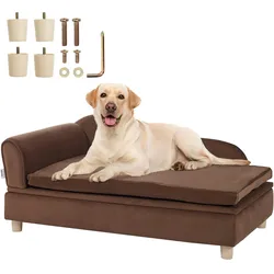 VEVOR Haustiersofa, Hundecouch für große Hunde und Katzen, weiches, samtiges Hundesofabett, 50 kg belastbares Katzensofa, Hundebett Haustierbett Dunkelbraun
