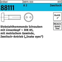 Industrial Quality Supplies DIN 85 Diebstahlhemmende Linsenkopfschraube M3x8 Edelstahl