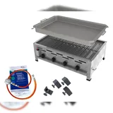 ChattenGlut Gasbräter 4-flammig 18kW Tischgerät Rost und Stahlpfanne mit DGUV