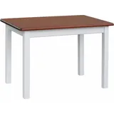 Weißer Tisch aus massivem Kiefernholz mit Tischplatte in der Farbe Calvados 110 x 80 cm - Braun