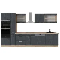 Vicco Küchenzeile R-Line 350 cm Schwarz Eiche