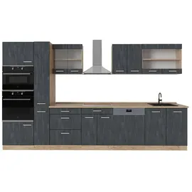 Vicco Küchenzeile R-Line 350 cm Schwarz Eiche