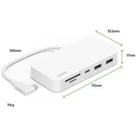 Belkin CONNECT 6-in-1 Multiport-Hub+ Halter INC011btWH